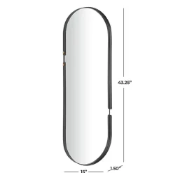 Black Cut Metal Gold Accents Oblong Wall Mirror