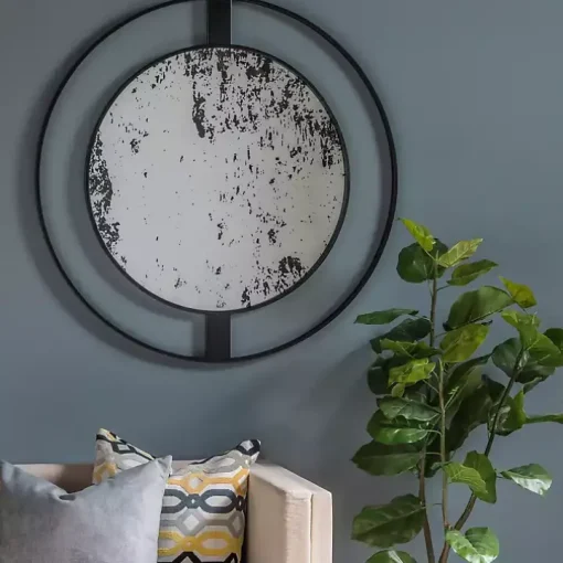 Black Distressed Floating Wall Mirror