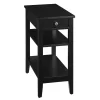 Black Double Shelf Wood Accent Table