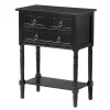 Black 3-Drawer Turned Legs Accent Table