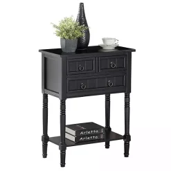 Black 3-Drawer Turned Legs Accent Table