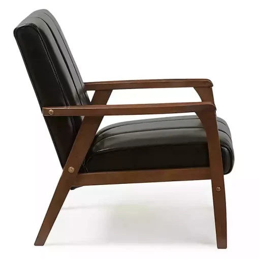 Black Faux Leather Kegan Accent Chair