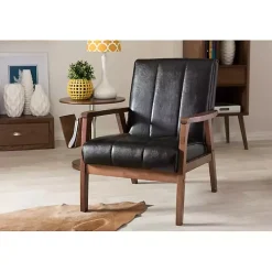 Black Faux Leather Kegan Accent Chair