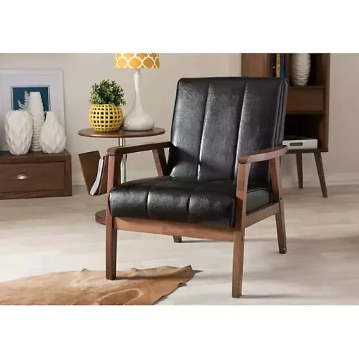 Black Faux Leather Kegan Accent Chair