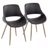Black Faux Leather Scooped Accent Chairs, Set of 2
