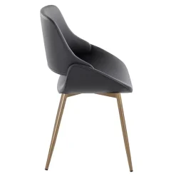 Black Faux Leather Scooped Accent Chairs, Set of 2