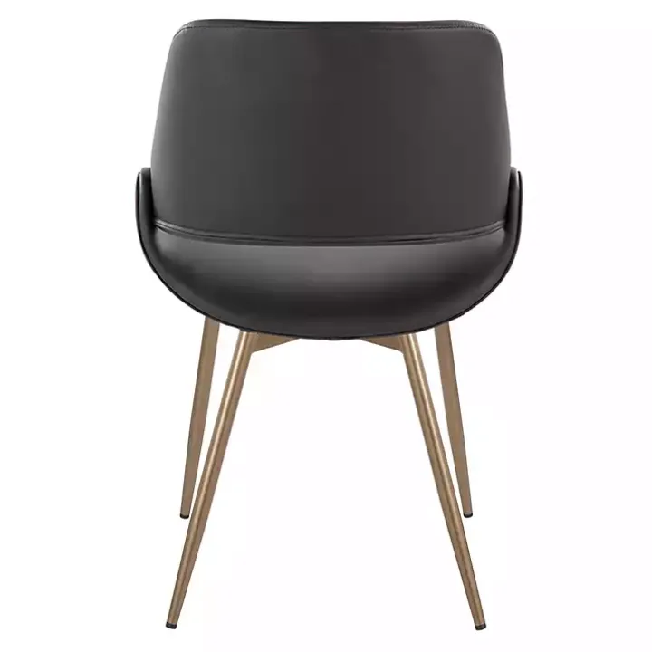 Black Faux Leather Scooped Accent Chairs, Set of 2