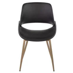 Black Faux Leather Scooped Accent Chairs, Set of 2