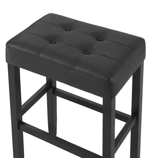 Black Faux Leather Tufted Madison Bar Stool