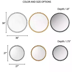 Black Foiled Beaded Wall Mirror, 36 in.