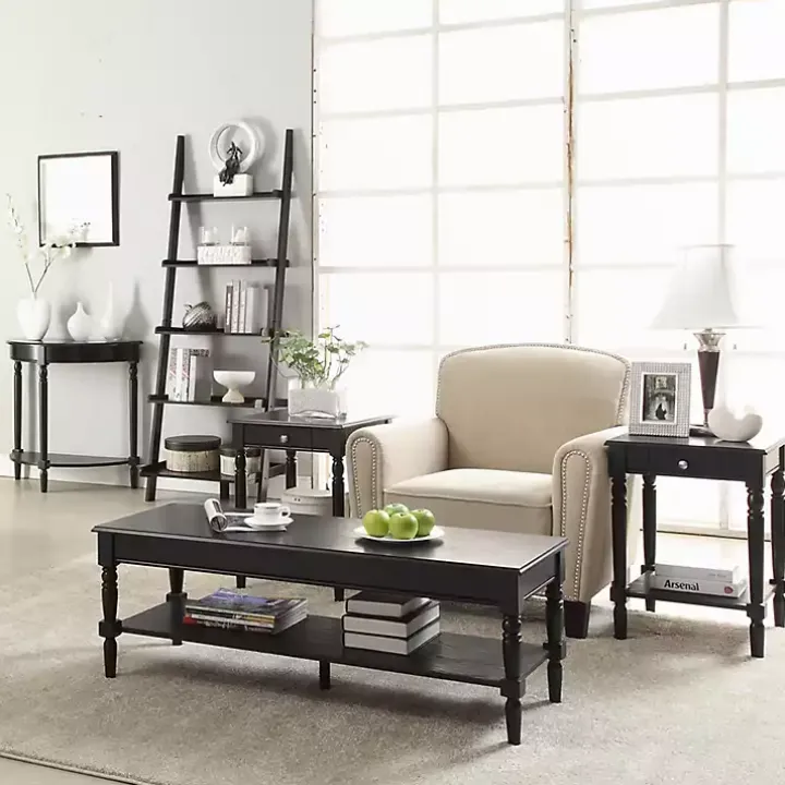 Black French Country Half Round Console Table