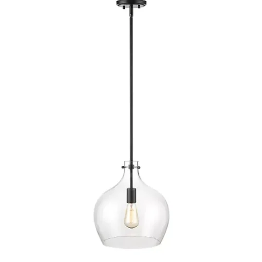 Black Glass Globe Pendant Light