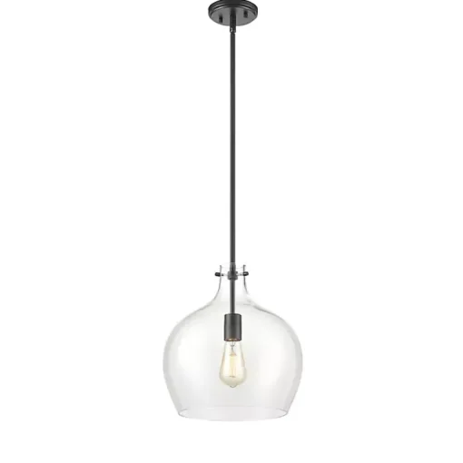 Black Glass Globe Pendant Light
