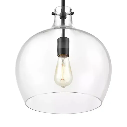 Black Glass Globe Pendant Light