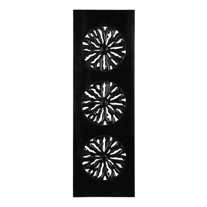 Black Handcarved Wood Floral Wall Plaque