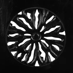 Black Handcarved Wood Floral Wall Plaque