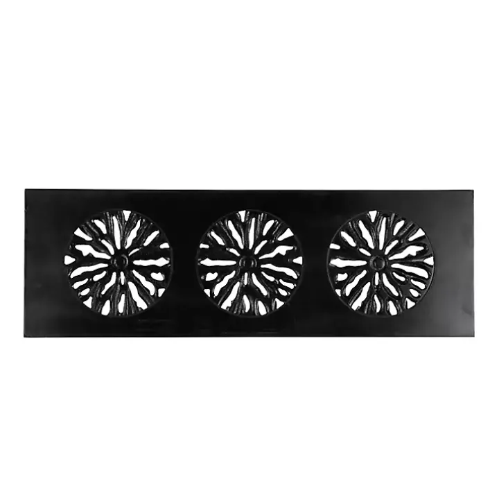 Black Handcarved Wood Floral Wall Plaque
