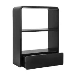 Black Kato Single Drawer Wall Shelf