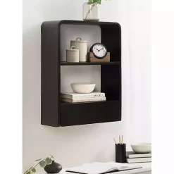 Black Kato Single Drawer Wall Shelf