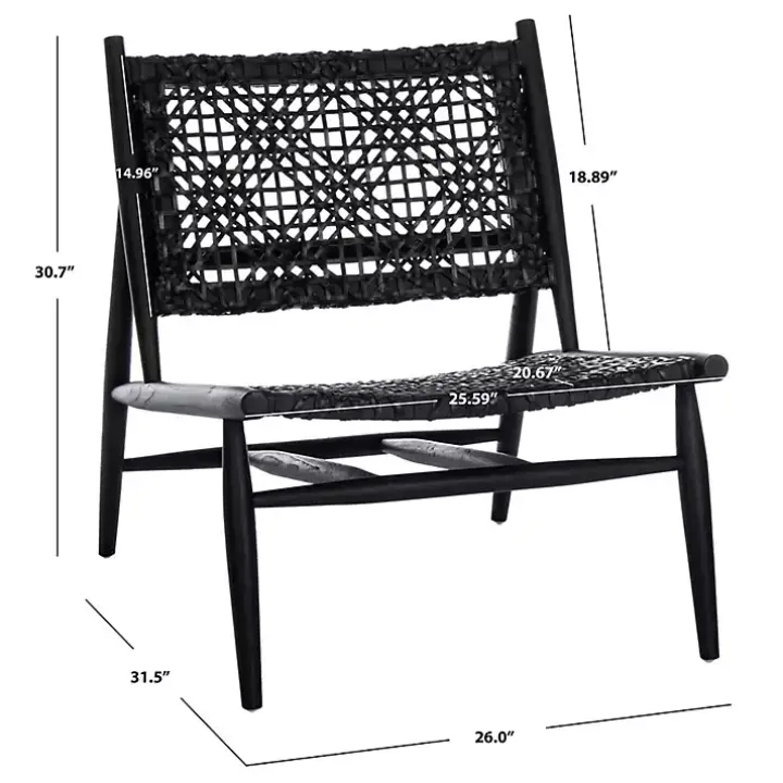 Black Leather Woven Accent Chair