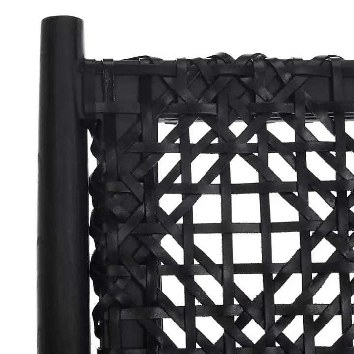 Black Leather Woven Accent Chair