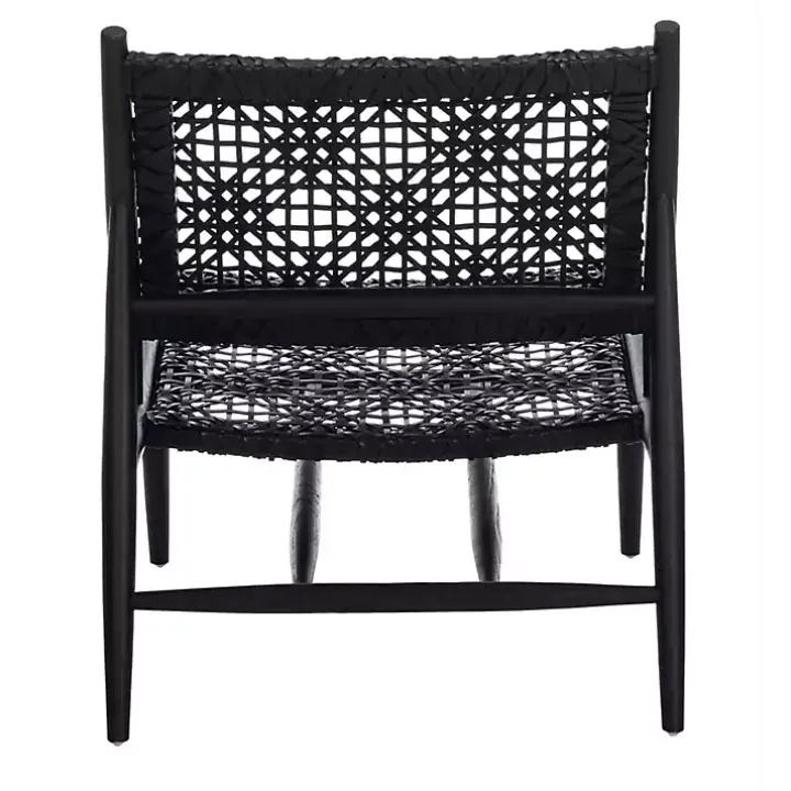 Black Leather Woven Accent Chair