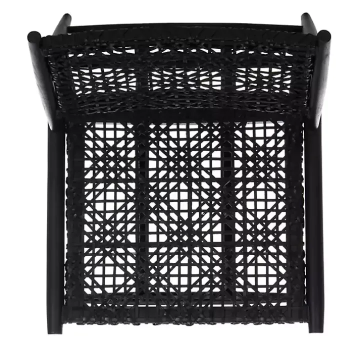 Black Leather Woven Accent Chair