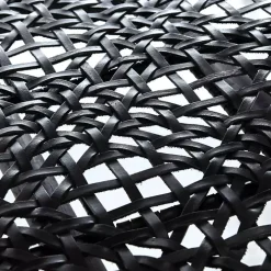 Black Leather Woven Accent Chair