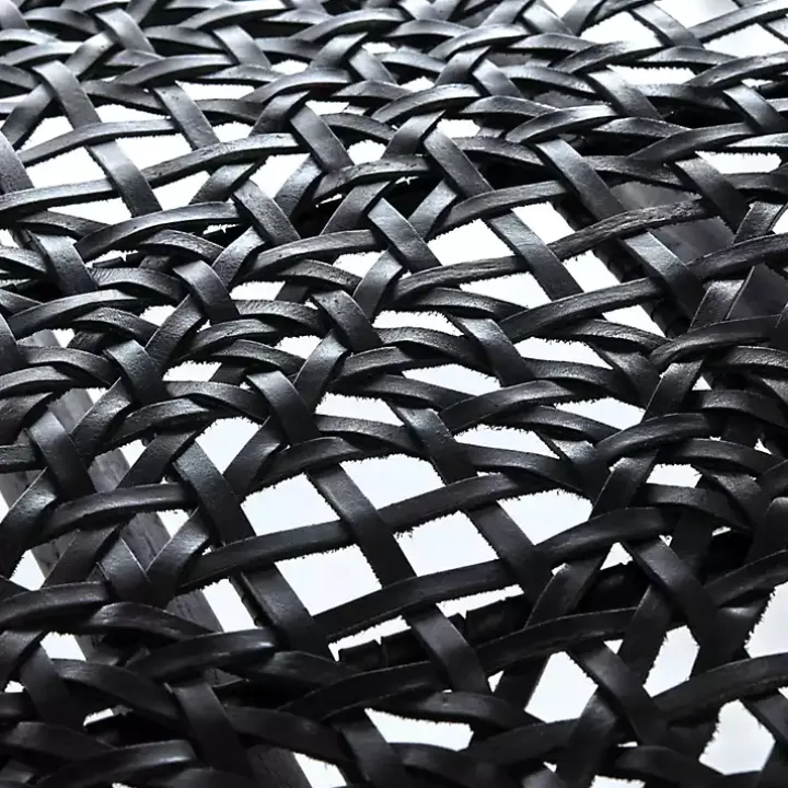 Black Leather Woven Accent Chair