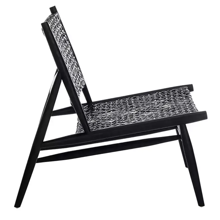 Black Leather Woven Accent Chair