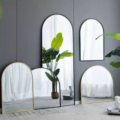 Black Long Arched Wall Mirror