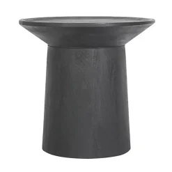 Black Mango Wood Round Pedestal Accent Table