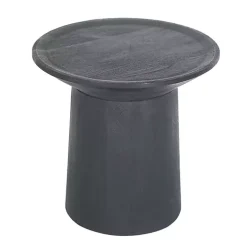 Black Mango Wood Round Pedestal Accent Table