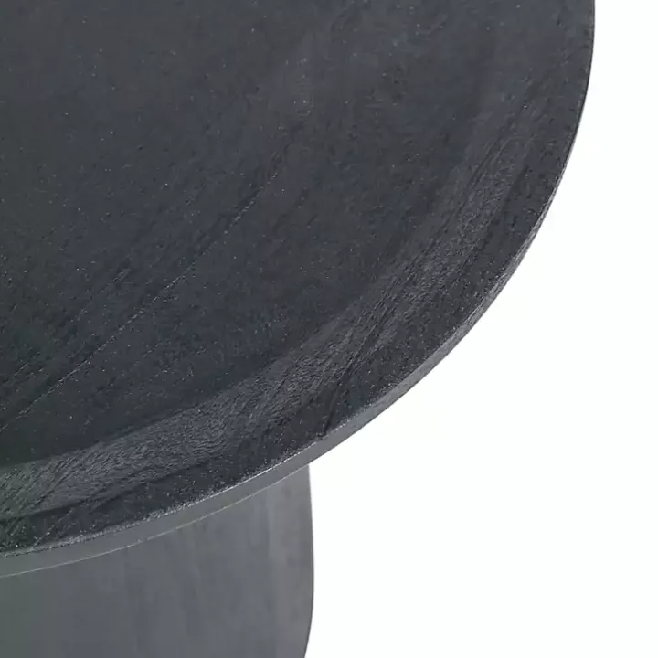 Black Mango Wood Round Pedestal Accent Table