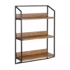 Black Metal & Rustic Wood Tiered Wall Shelf