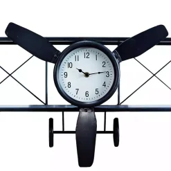 Black Metal Airplane Wall Clock