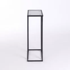 Black Metal and Glass Rectangular Accent Table
