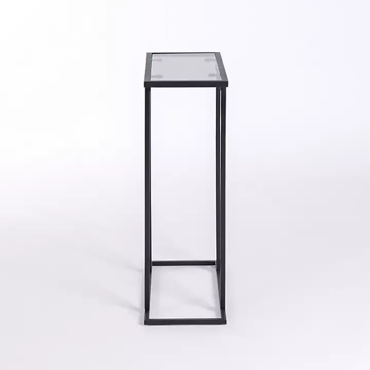 Black Metal and Glass Rectangular Accent Table