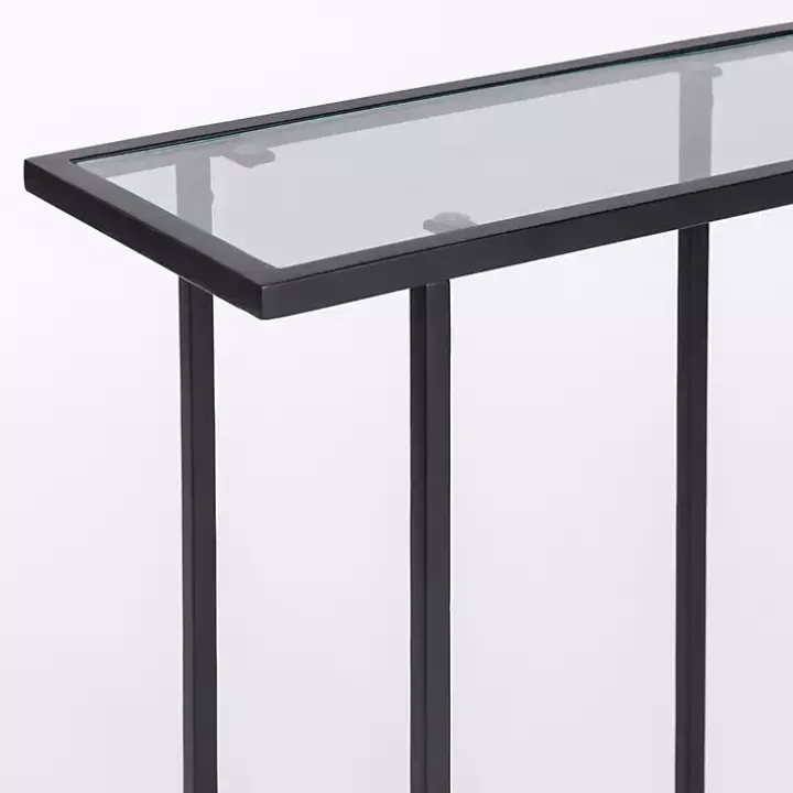 Black Metal and Glass Rectangular Accent Table