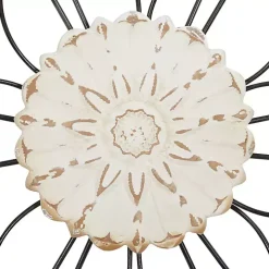 Black Metal and Wood Floral Wall Plaques, Set of 2