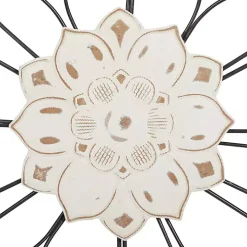 Black Metal and Wood Floral Wall Plaques, Set of 2