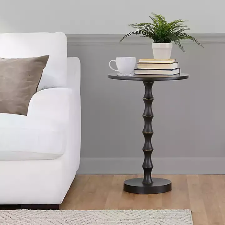 Black Metal Bamboo Accent Table