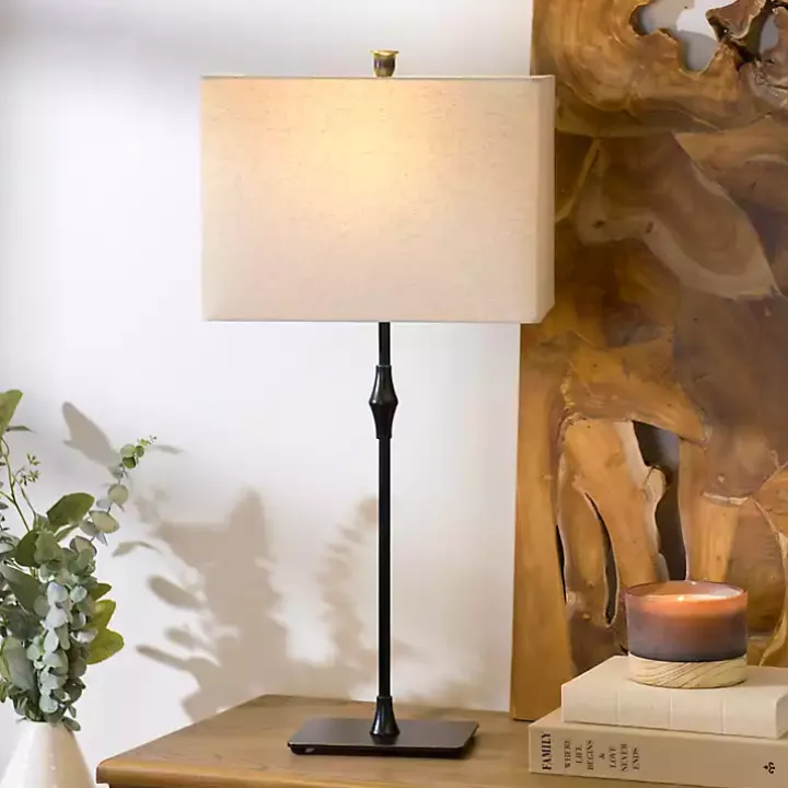 Black Metal Candlestick Table Lamp