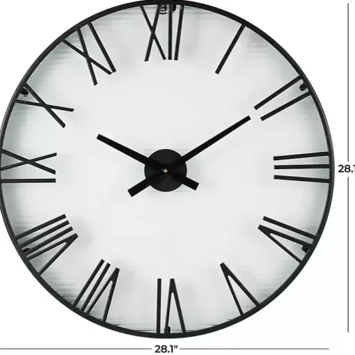 Black Metal Clear Glass Wall Clock