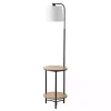 Black Metal Floor Lamp with Wood Shelves