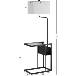 Black Metal Floor Lamp with Glass Tabletop