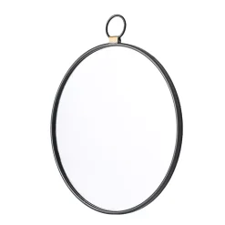 Black Metal Frame Round Loop Wall Mirror
