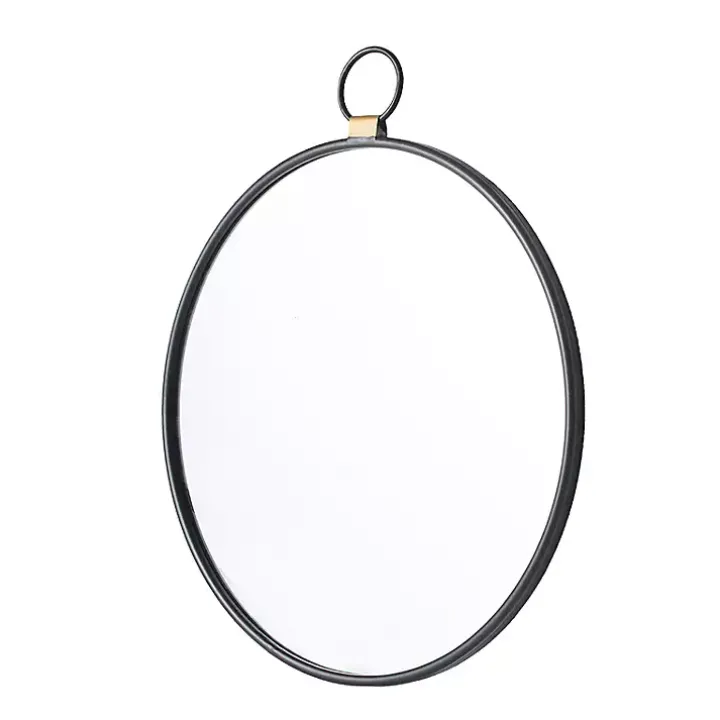 Black Metal Frame Round Loop Wall Mirror