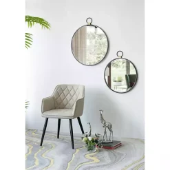 Black Metal Frame Round Loop Wall Mirror