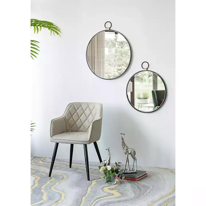 Black Metal Frame Round Loop Wall Mirror